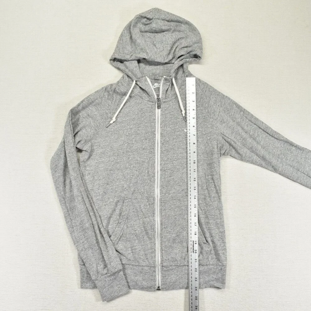 Nike Womens Full Zip Hoodie Sweatshirt Medium M Heather Gray Lightweight Jacket